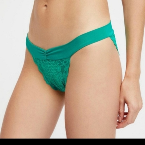 1 left!Free People Lace Panties in Emerald - Picture 4 of 4